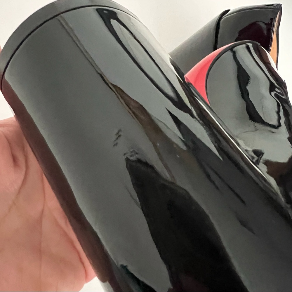 CHRISTIAN LOUBOUTIN | Miss Sab Black Patent Leather Block Heel Pumps 37.5 US 7.5 - Picture 12 of 16